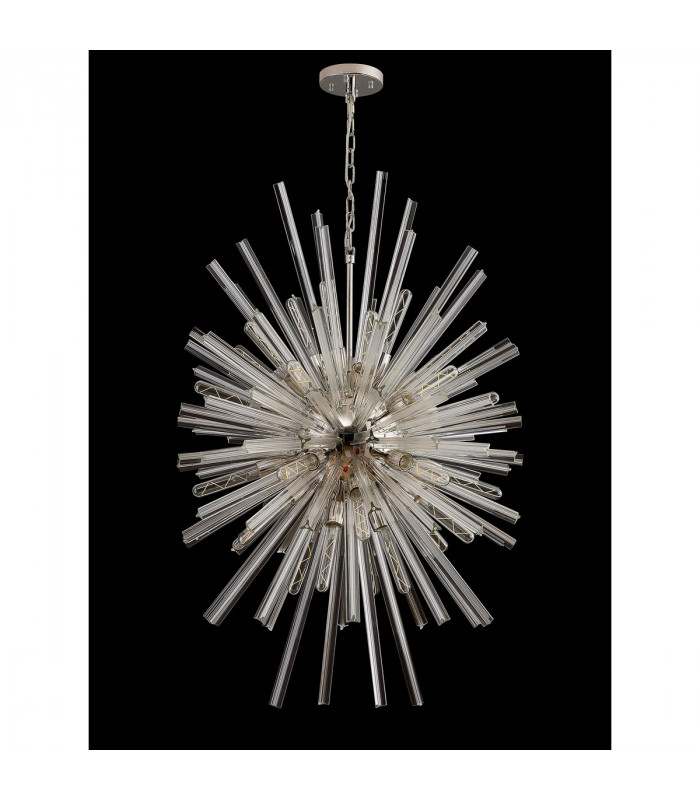Hornby 32 Light E27 Vertical Oval Ceiling Pendant Polished Nickel Clear Glass-8