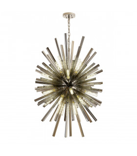Hornby 32 Light E27 Vertical Oval Ceiling Pendant Polished Nickel Smoke Glass-1