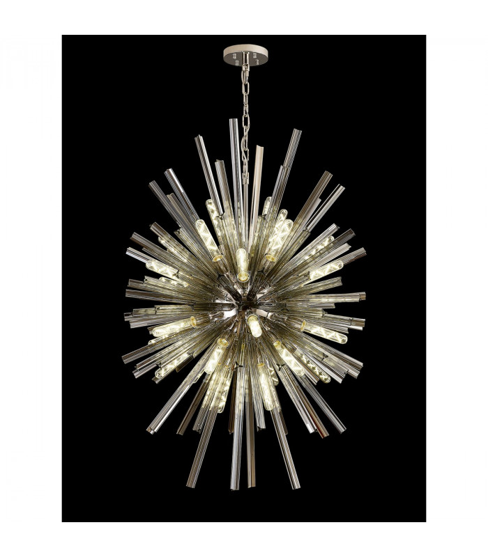 Hornby 32 Light E27 Vertical Oval Ceiling Pendant Polished Nickel Smoke Glass-3