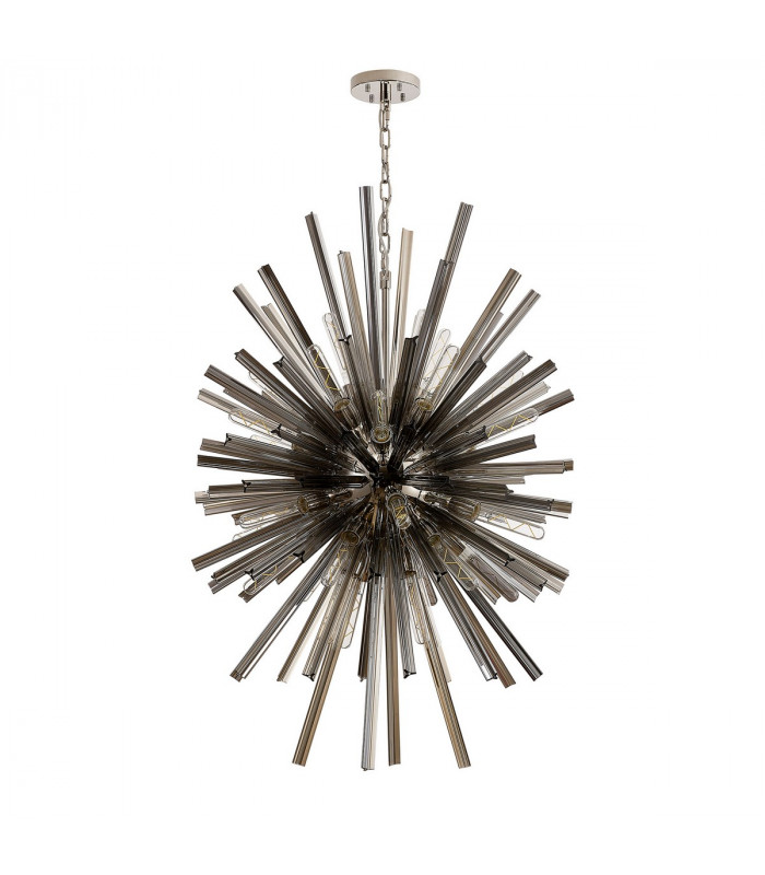 Hornby 32 Light E27 Vertical Oval Ceiling Pendant Polished Nickel Smoke Glass-4