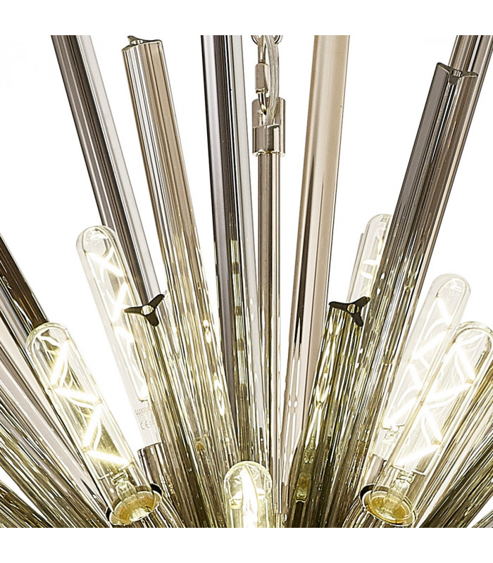 Hornby 32 Light E27 Vertical Oval Ceiling Pendant Polished Nickel Smoke Glass-6