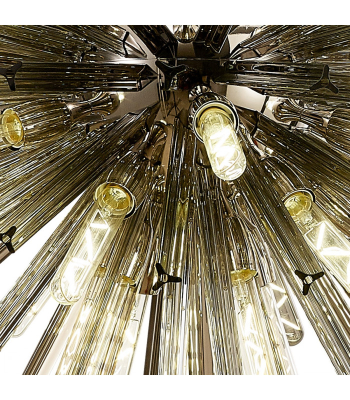 Hornby 32 Light E27 Vertical Oval Ceiling Pendant Polished Nickel Smoke Glass-7