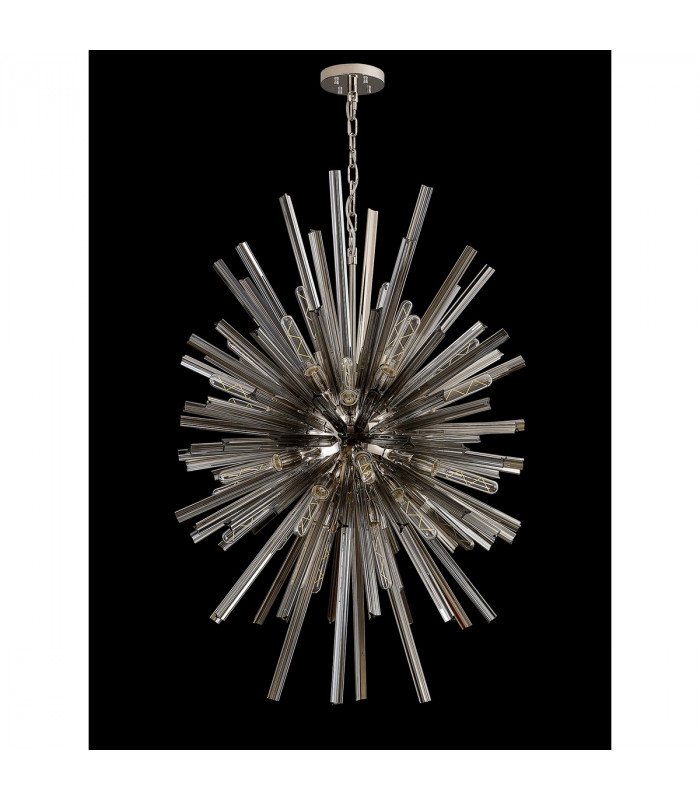 Hornby 32 Light E27 Vertical Oval Ceiling Pendant Polished Nickel Smoke Glass-8