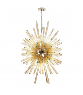 Hornby 32 Light E27 Vertical Oval Ceiling Pendant Polished Nickel Champagne Glass-1