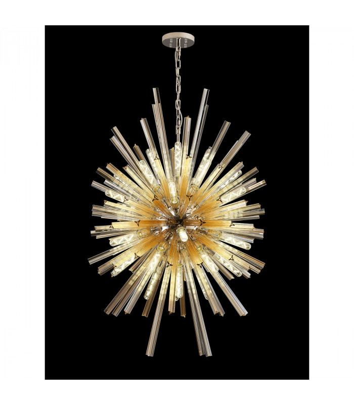 Hornby 32 Light E27 Vertical Oval Ceiling Pendant Polished Nickel Champagne Glass-3