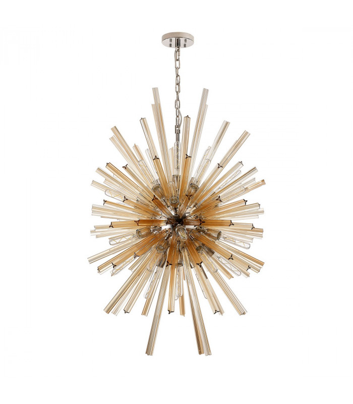 Hornby 32 Light E27 Vertical Oval Ceiling Pendant Polished Nickel Champagne Glass-4