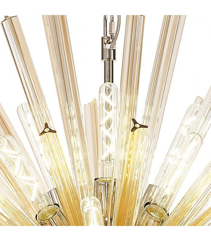 Hornby 32 Light E27 Vertical Oval Ceiling Pendant Polished Nickel Champagne Glass-6