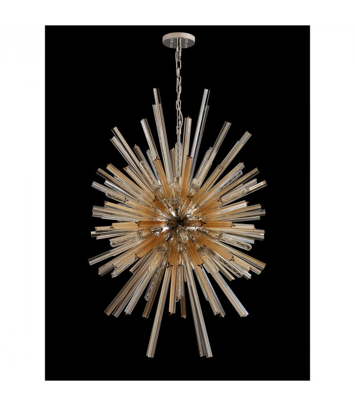 Hornby 32 Light E27 Vertical Oval Ceiling Pendant Polished Nickel Champagne Glass-8