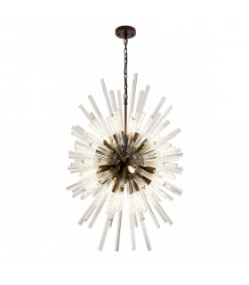 Hornby 32 Light E27 Vertical Oval Ceiling Pendant Brown Oxide Clear Glass-1