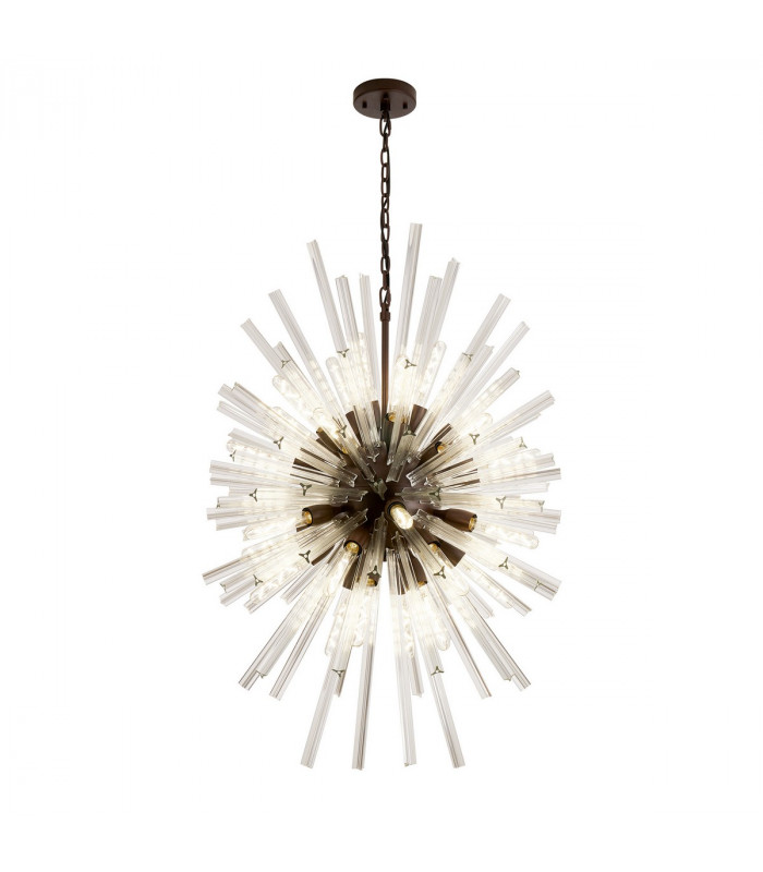 Hornby 32 Light E27 Vertical Oval Ceiling Pendant Brown Oxide Clear Glass-1