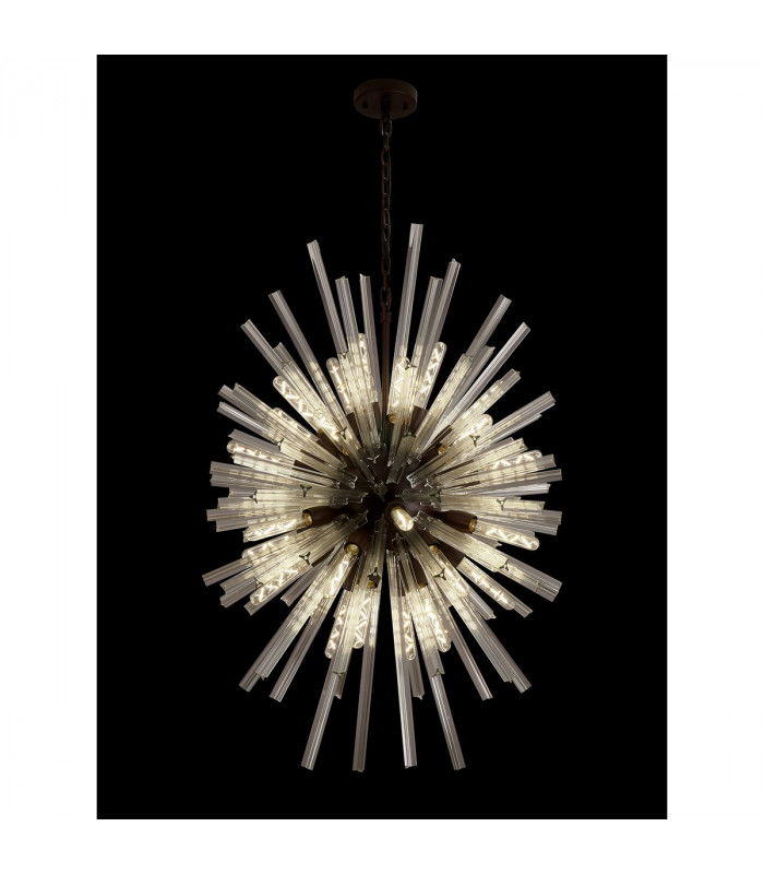Hornby 32 Light E27 Vertical Oval Ceiling Pendant Brown Oxide Clear Glass-3