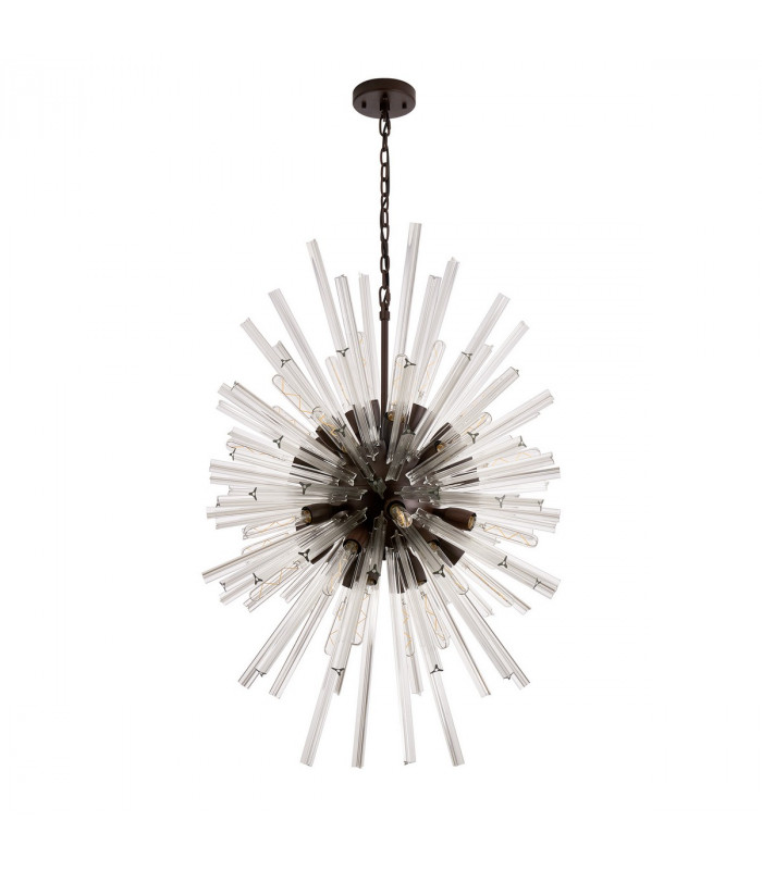 Hornby 32 Light E27 Vertical Oval Ceiling Pendant Brown Oxide Clear Glass-4