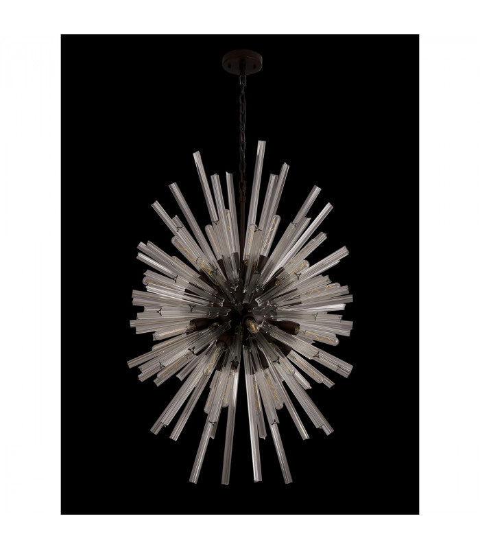 Hornby 32 Light E27 Vertical Oval Ceiling Pendant Brown Oxide Clear Glass-8
