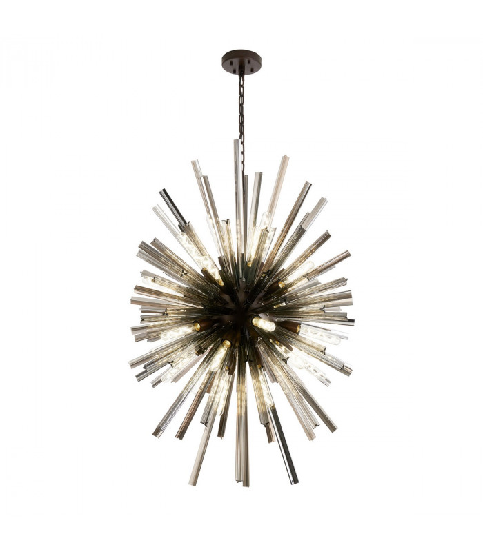 Hornby 32 Light E27 Vertical Oval Ceiling Pendant Brown Oxide Smoke Glass-1
