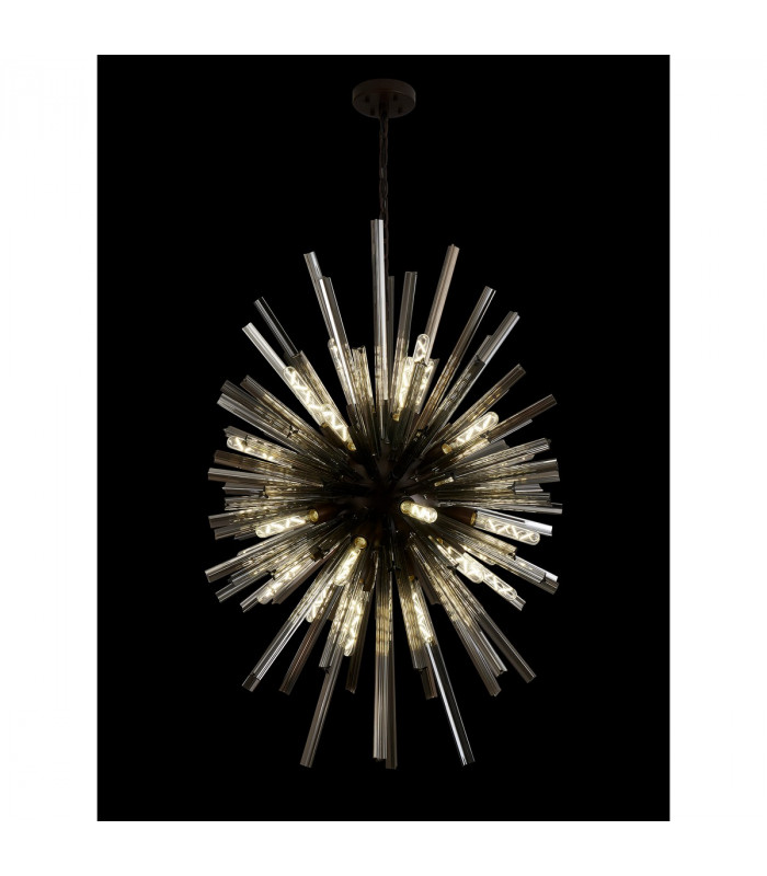 Hornby 32 Light E27 Vertical Oval Ceiling Pendant Brown Oxide Smoke Glass-3