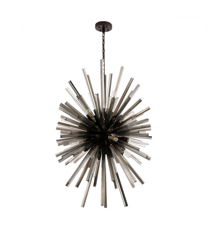 Hornby 32 Light E27 Vertical Oval Ceiling Pendant Brown Oxide Smoke Glass-4