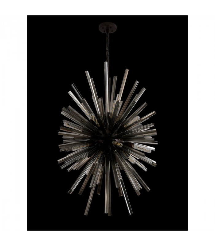 Hornby 32 Light E27 Vertical Oval Ceiling Pendant Brown Oxide Smoke Glass-8