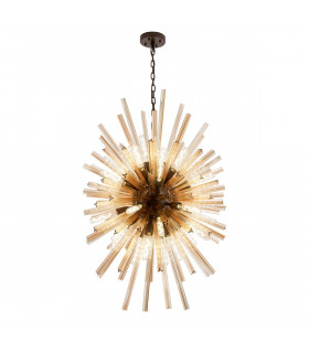 Hornby 32 Light E27 Vertical Oval Ceiling Pendant Brown Oxide Champagne Glass-1