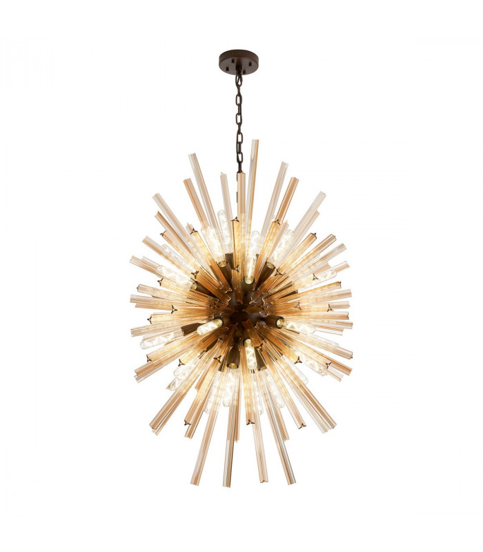 Hornby 32 Light E27 Vertical Oval Ceiling Pendant Brown Oxide Champagne Glass-1