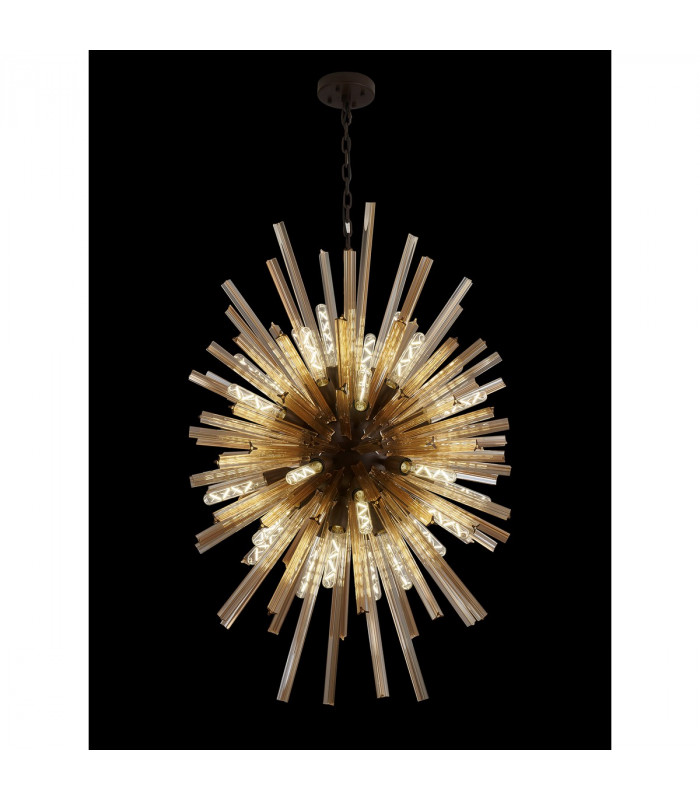 Hornby 32 Light E27 Vertical Oval Ceiling Pendant Brown Oxide Champagne Glass-3