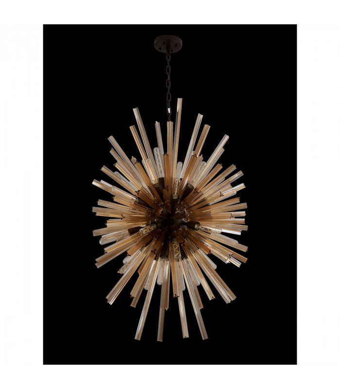 Hornby 32 Light E27 Vertical Oval Ceiling Pendant Brown Oxide Champagne Glass-8