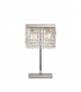 Wethersfield 30x10cm Rectangular Table Lamp 2 Light E14 Polished Chrome Crystal-1