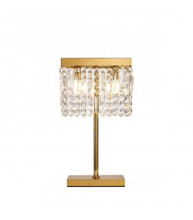 Wethersfield 30x10cm Rectangular Table Lamp 2 Light E14 Gold Crystal-1