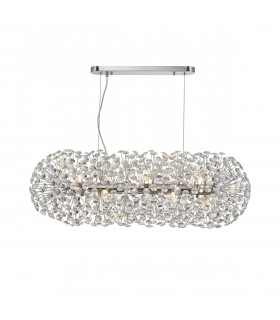 Salisbury Oblong Linear Ceiling Pendant 10 Light G9 Polished Chrome Crystal (28 extra sets of crystal)-1