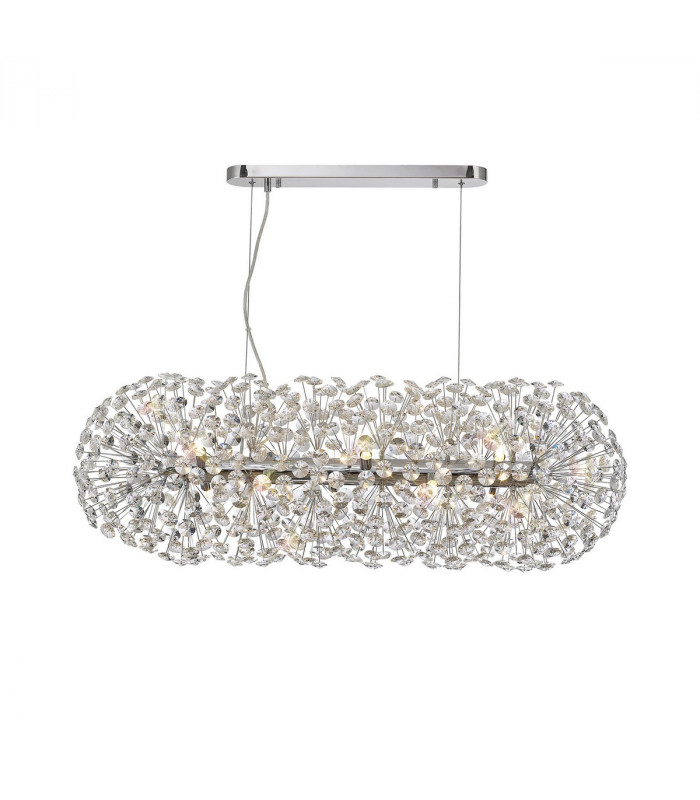 Salisbury Oblong Linear Ceiling Pendant 10 Light G9 Polished Chrome Crystal (28 extra sets of crystal)-1