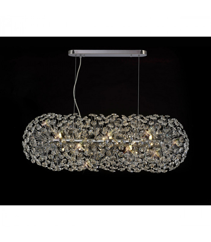 Salisbury Oblong Linear Ceiling Pendant 10 Light G9 Polished Chrome Crystal (28 extra sets of crystal)-3