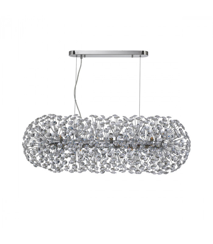 Salisbury Oblong Linear Ceiling Pendant 10 Light G9 Polished Chrome Crystal (28 extra sets of crystal)-4