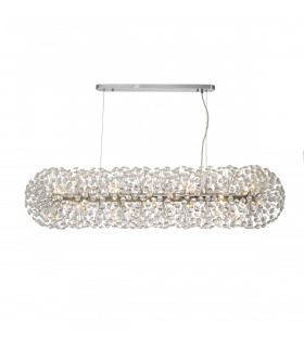 Salisbury Oblong Linear Ceiling Pendant 14 Light G9 Polished Chrome Crystal (44 extra sets of crystal)-1