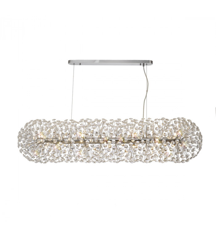 Salisbury Oblong Linear Ceiling Pendant 14 Light G9 Polished Chrome Crystal (44 extra sets of crystal)-1