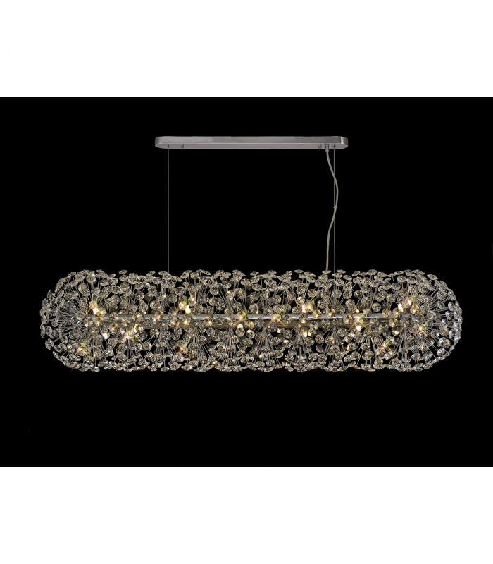 Salisbury Oblong Linear Ceiling Pendant 14 Light G9 Polished Chrome Crystal (44 extra sets of crystal)-3