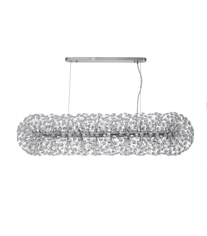 Salisbury Oblong Linear Ceiling Pendant 14 Light G9 Polished Chrome Crystal (44 extra sets of crystal)-4