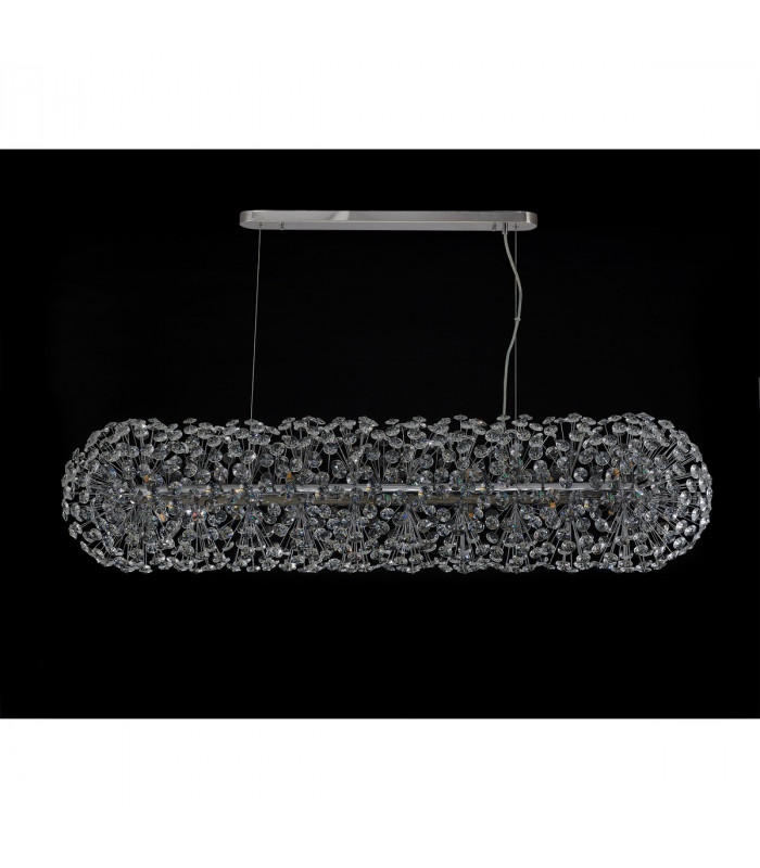 Salisbury Oblong Linear Ceiling Pendant 14 Light G9 Polished Chrome Crystal (44 extra sets of crystal)-8