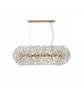 Salisbury Oblong Linear Ceiling Pendant 10 Light G9 French Gold Crystal (28 extra sets of crystal)-1