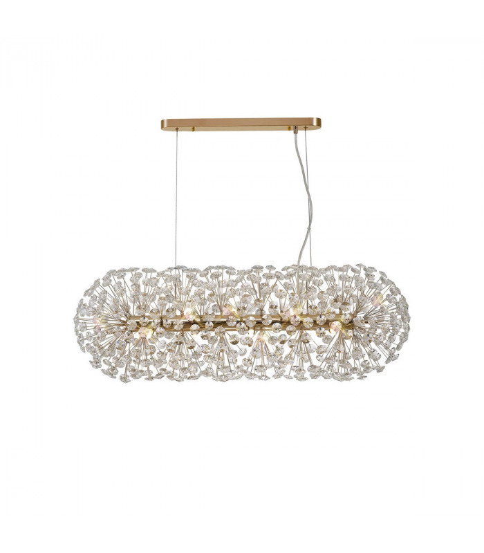 Salisbury Oblong Linear Ceiling Pendant 10 Light G9 French Gold Crystal (28 extra sets of crystal)-1