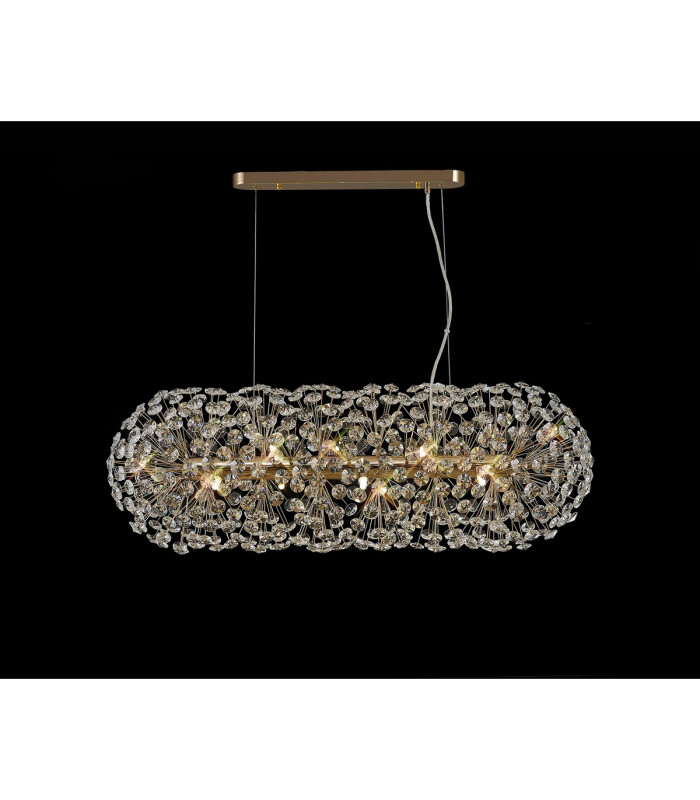 Salisbury Oblong Linear Ceiling Pendant 10 Light G9 French Gold Crystal (28 extra sets of crystal)-3