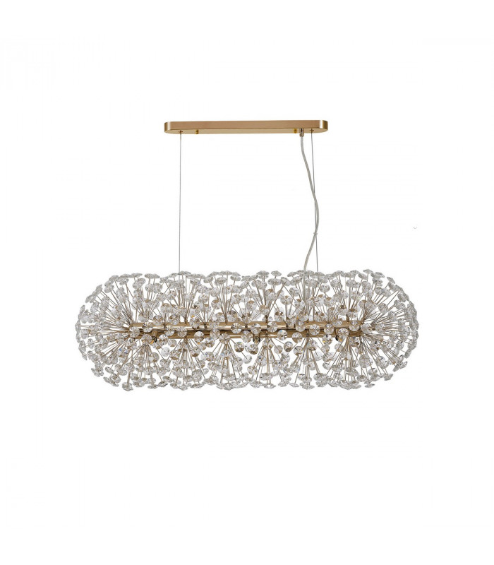 Salisbury Oblong Linear Ceiling Pendant 10 Light G9 French Gold Crystal (28 extra sets of crystal)-4