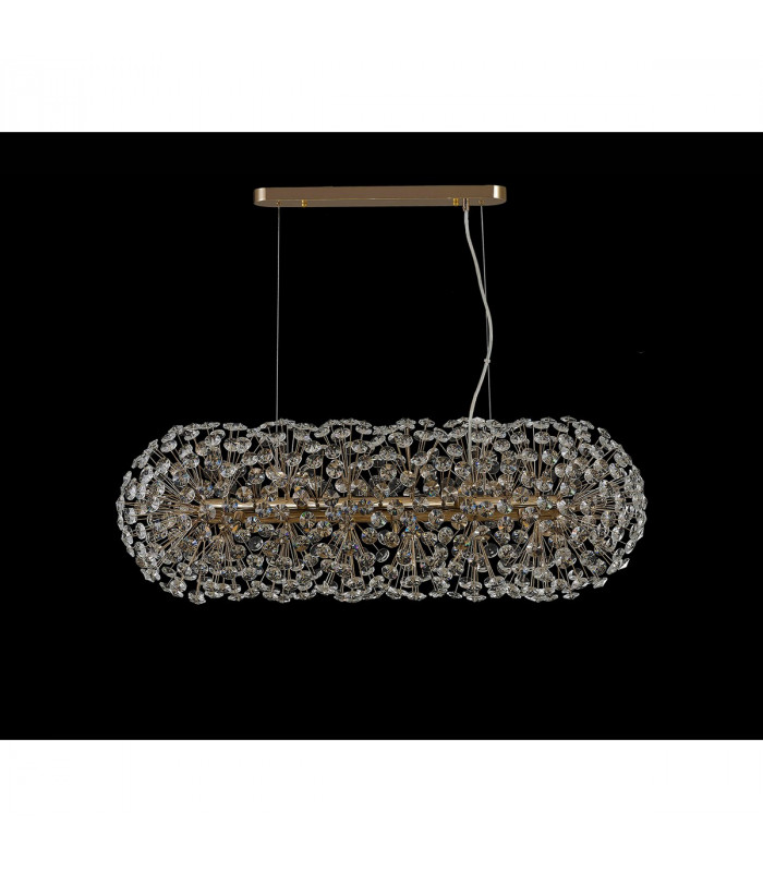 Salisbury Oblong Linear Ceiling Pendant 10 Light G9 French Gold Crystal (28 extra sets of crystal)-8