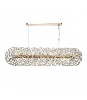 Salisbury Oblong Linear Ceiling Pendant 14 Light G9 French Gold Crystal (44 extra sets of crystal)-1