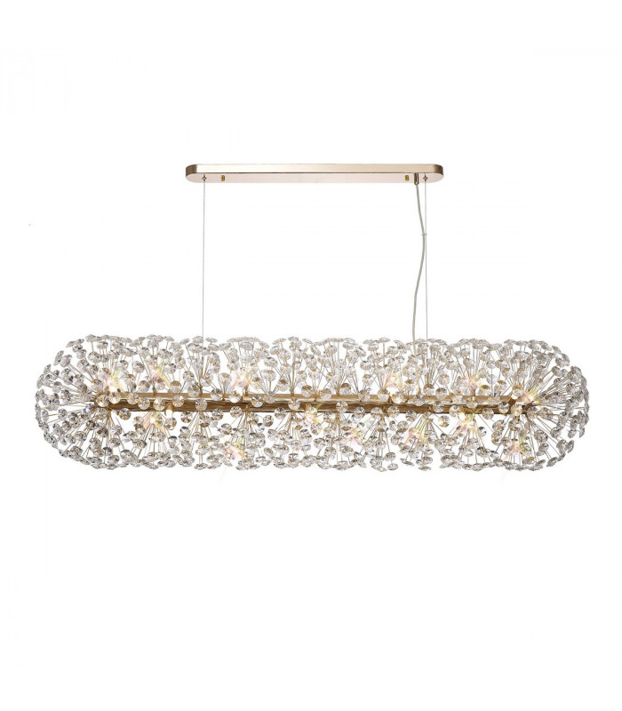 Salisbury Oblong Linear Ceiling Pendant 14 Light G9 French Gold Crystal (44 extra sets of crystal)-1