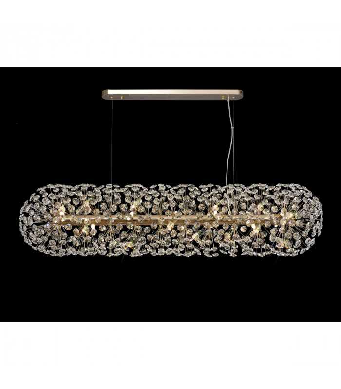 Salisbury Oblong Linear Ceiling Pendant 14 Light G9 French Gold Crystal (44 extra sets of crystal)-3