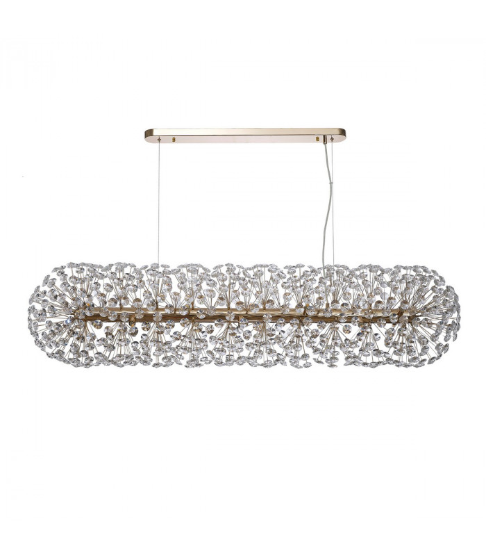 Salisbury Oblong Linear Ceiling Pendant 14 Light G9 French Gold Crystal (44 extra sets of crystal)-4