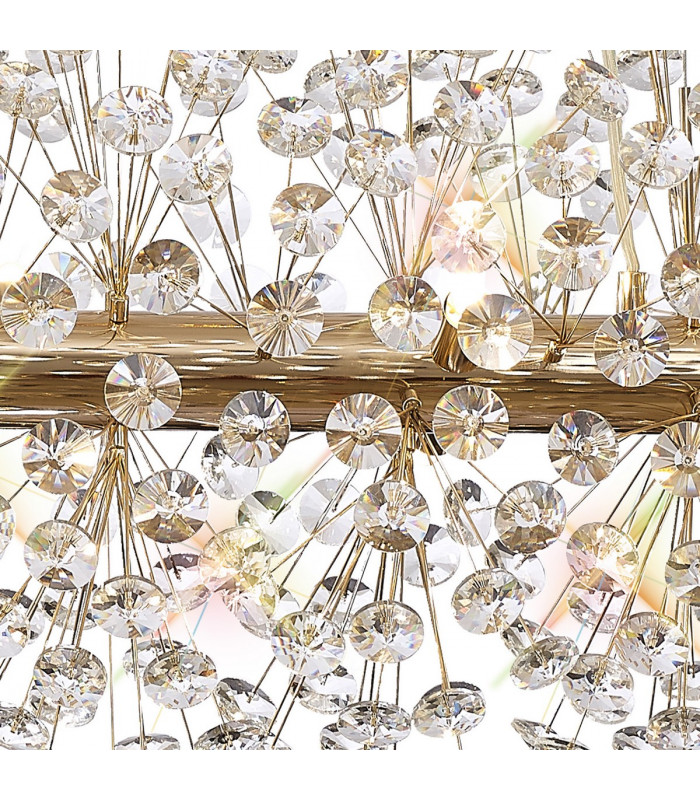 Salisbury Oblong Linear Ceiling Pendant 14 Light G9 French Gold Crystal (44 extra sets of crystal)-7