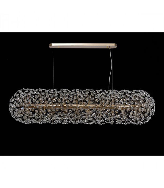 Salisbury Oblong Linear Ceiling Pendant 14 Light G9 French Gold Crystal (44 extra sets of crystal)-8