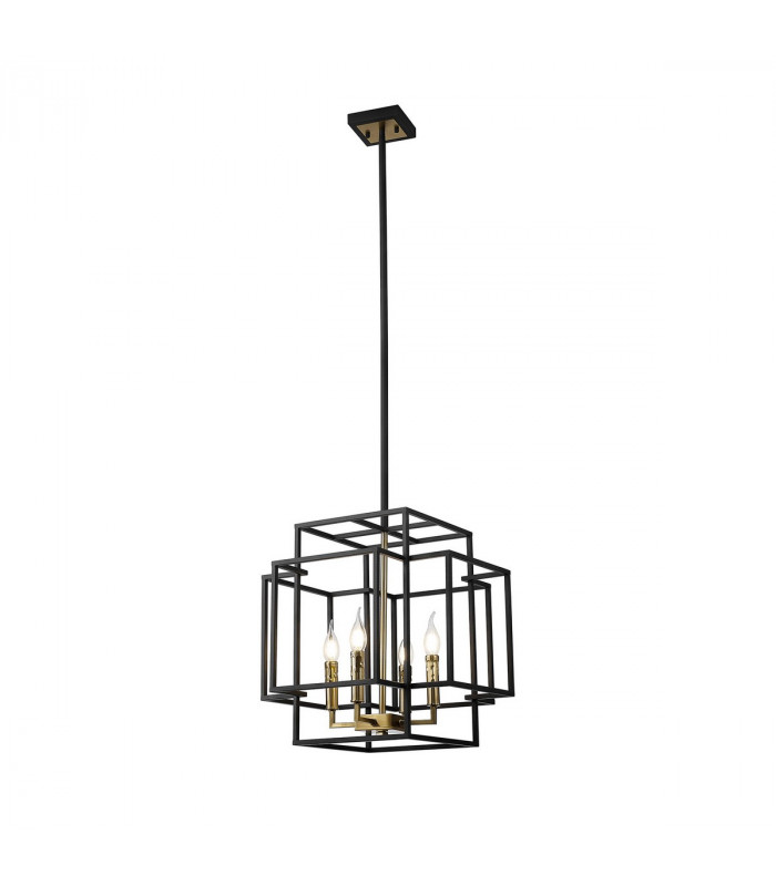 Delaware Ceiling Pendant 4 Light E14 Black Gold-1