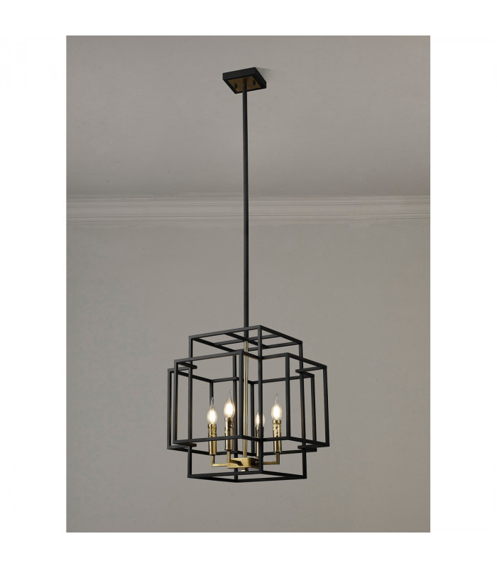 Delaware Ceiling Pendant 4 Light E14 Black Gold-3