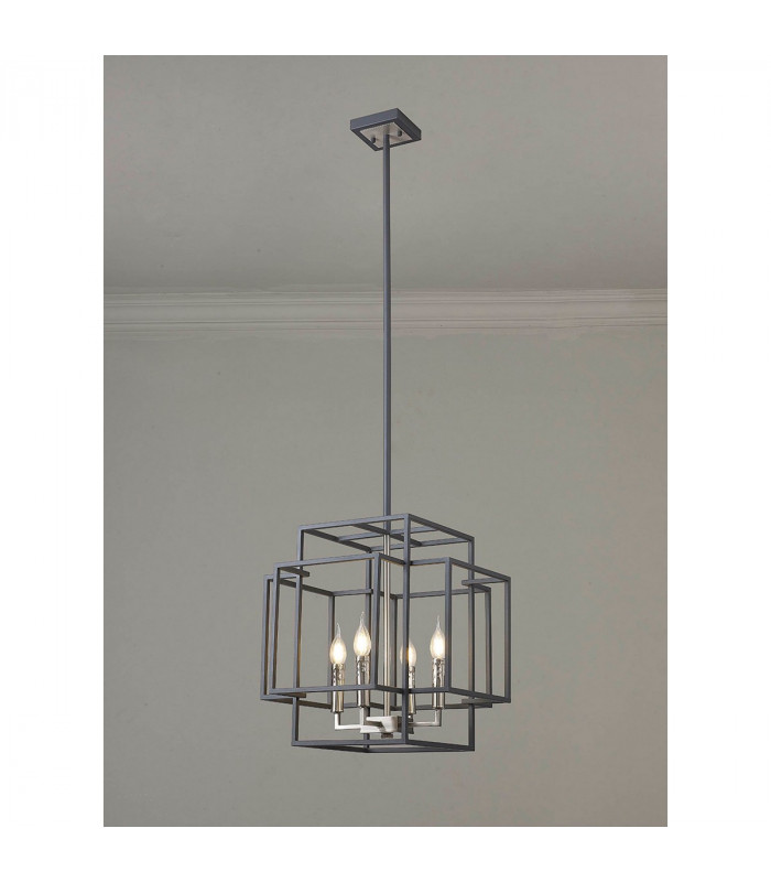 Delaware Ceiling Pendant 4 Light E14 Anthracite Satin Nickel-3
